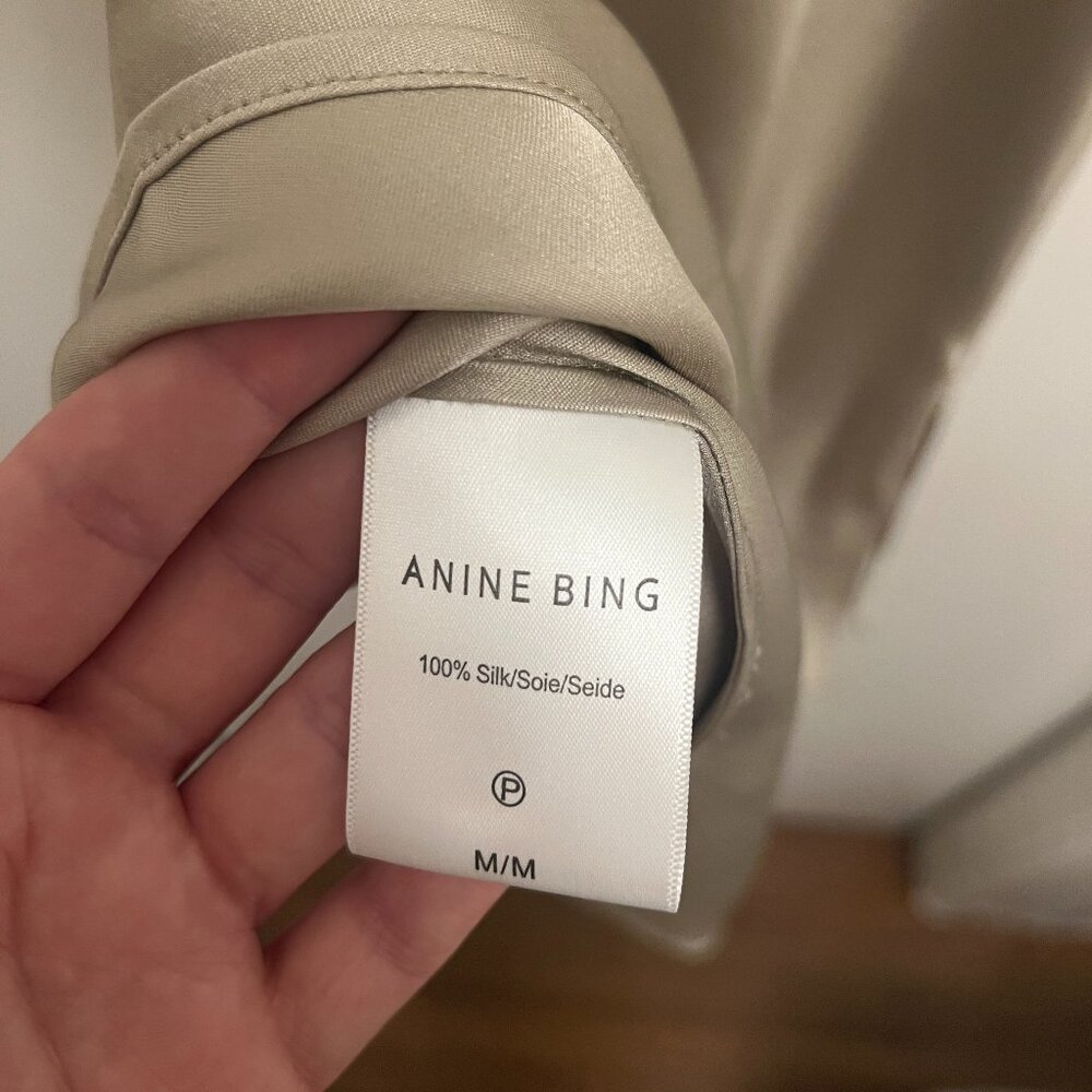ANINE BING Bar silk-satin midi skirt